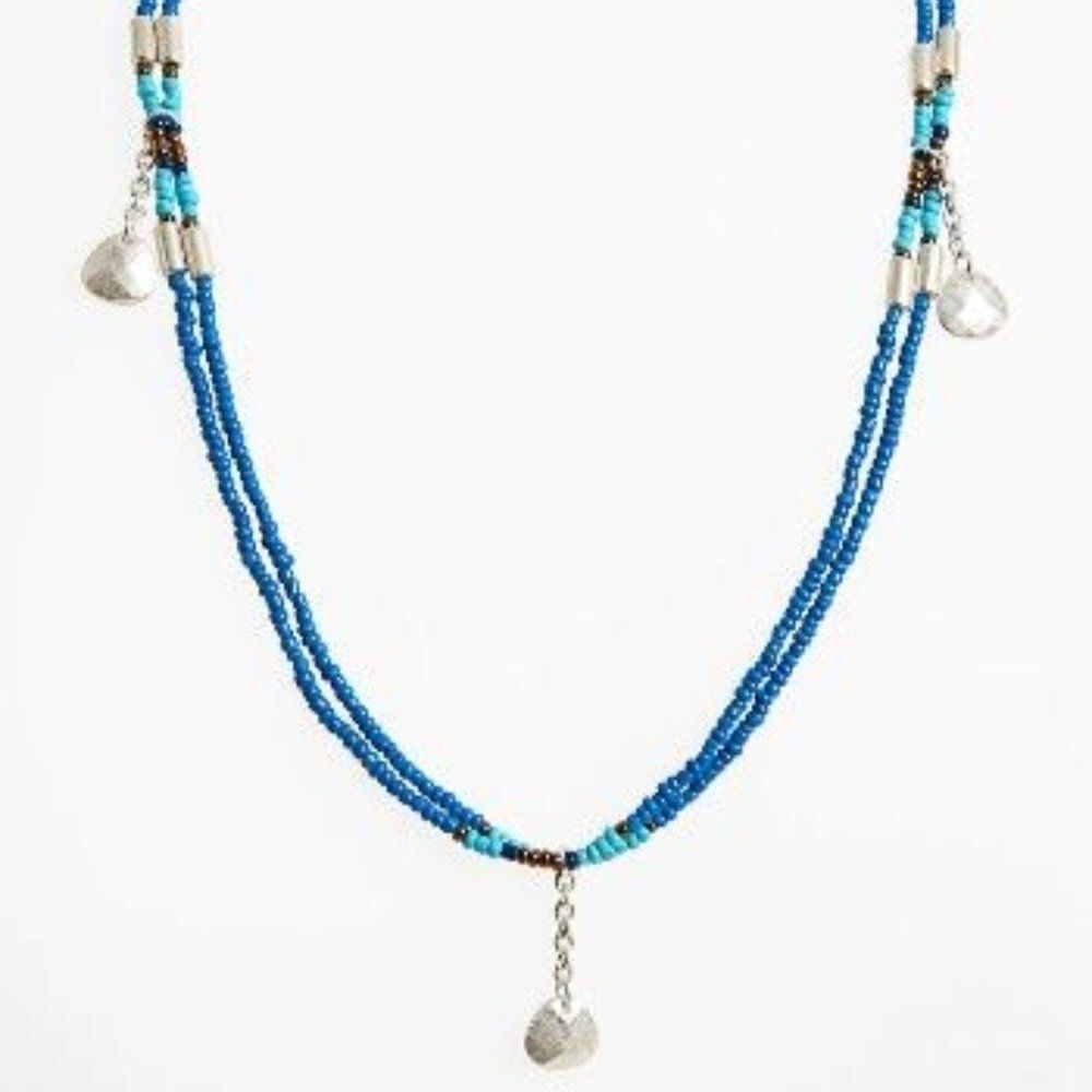 Nordstrom Treasure and Bond Turq Bead Silver Charm Necklace NWT 45